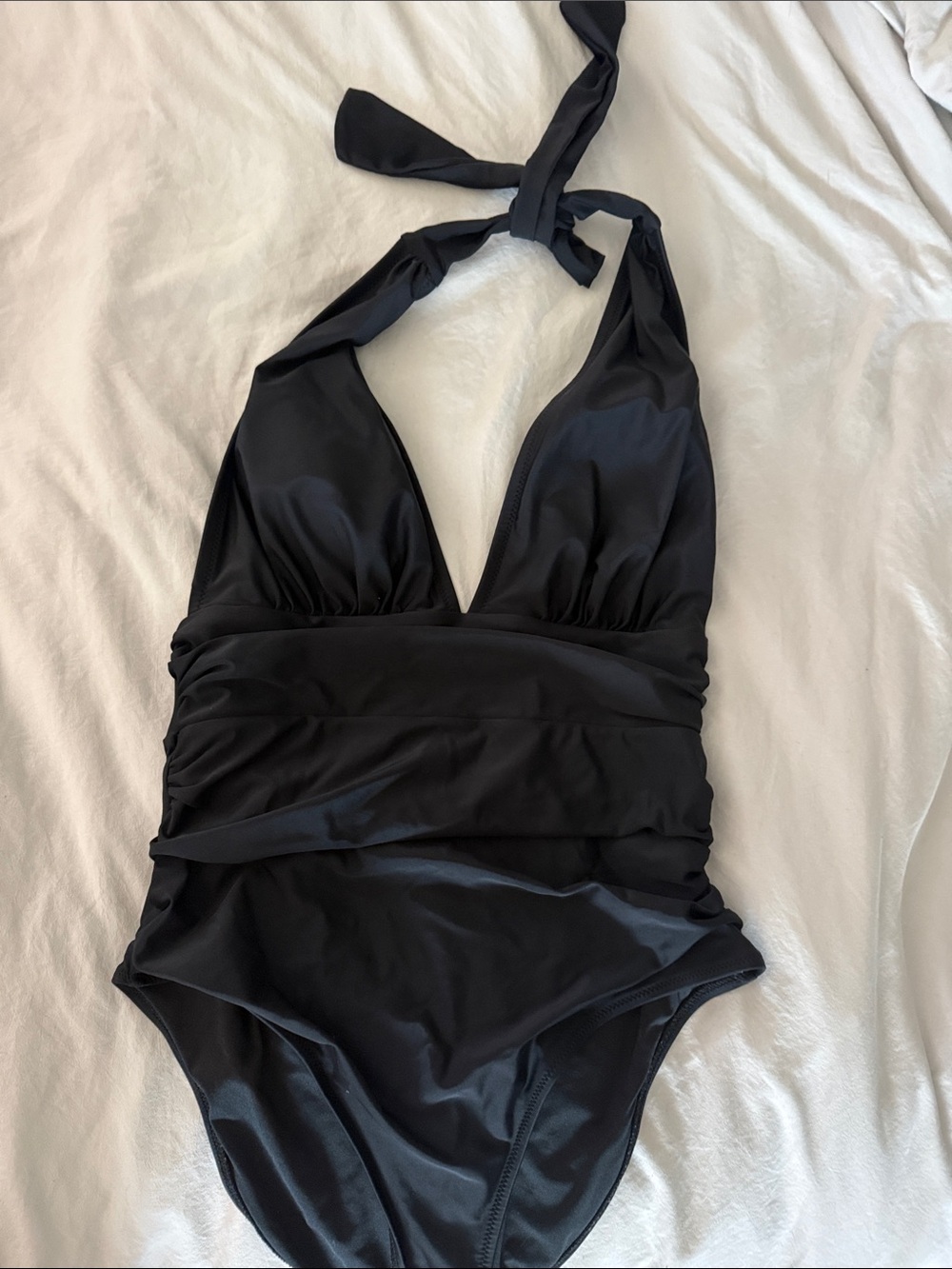 Classic Black One-Piece Halter Swimsuit - women